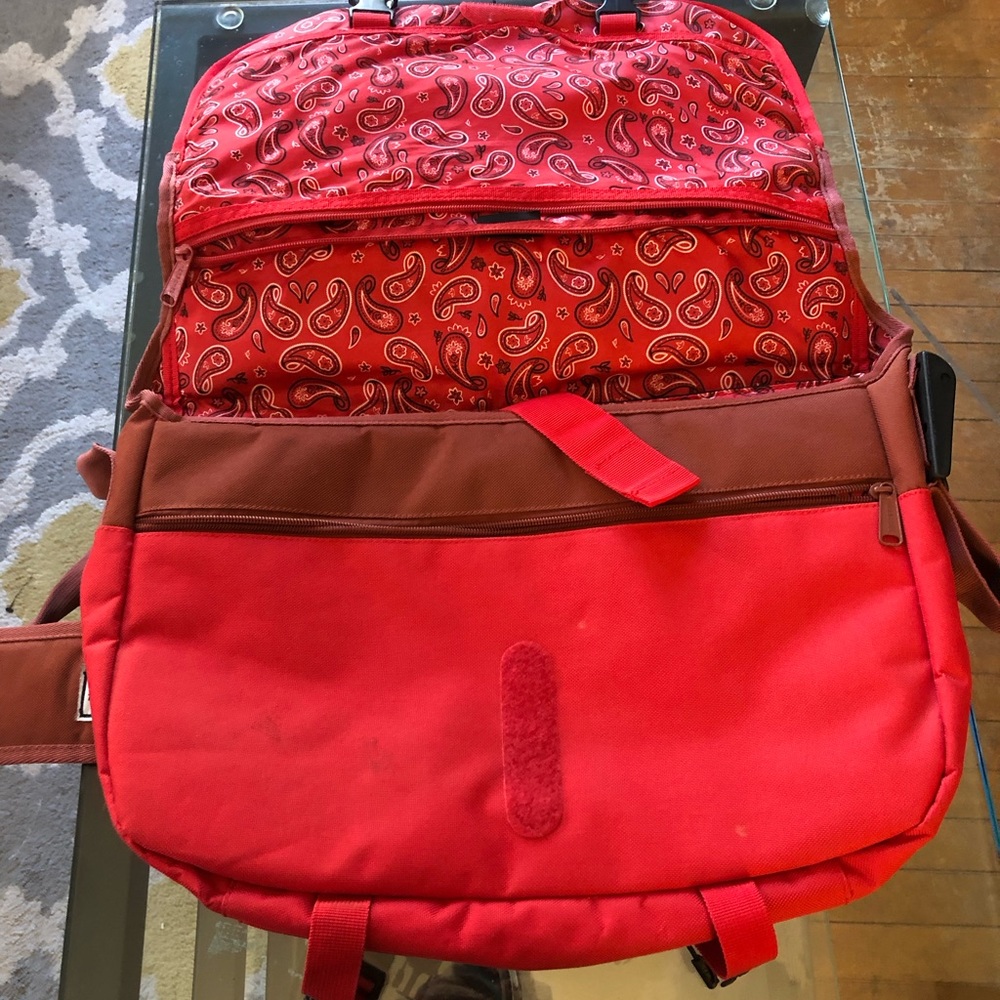 Herschel Computer/Messenger Bag. Red with paisley inside.